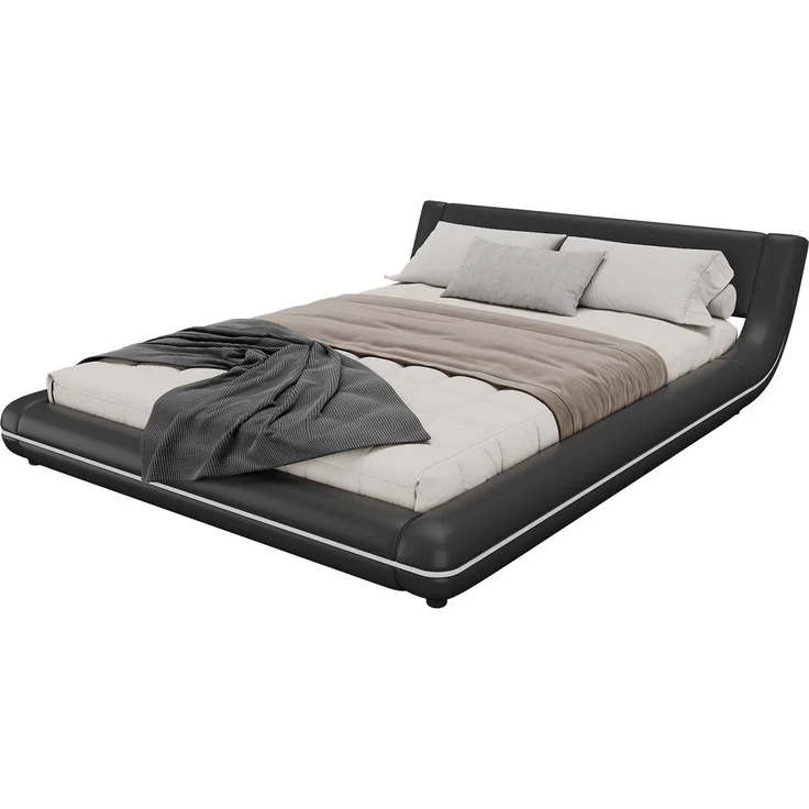 140*200cm Flachbett, Bodenbett, PU, LED-Umgebungslicht, Schwarz – Bild 5