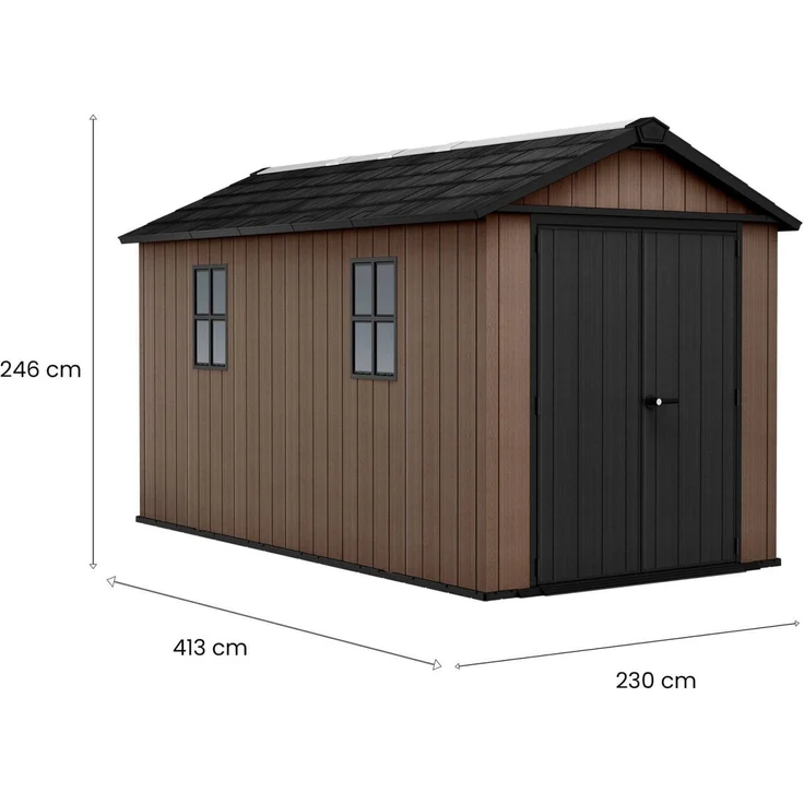 Dmora Gartenhaus Kincardine, Gartenhütte, Gartenhaus, Werkzeugschuppen, 230x413 h246 cm, Braun – Bild 3