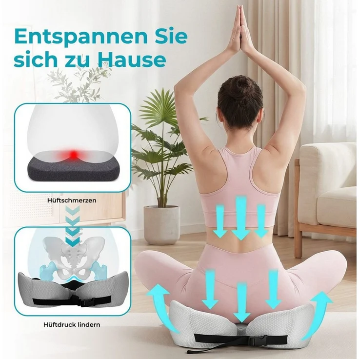 Toomoke Sitzkissen Steißbeinkissen, Stuhlkissen aus Memory Foam, Sitzpolster für Bürostuhl, Autositz, Rollstuhl und Homeoffice – Bild 3