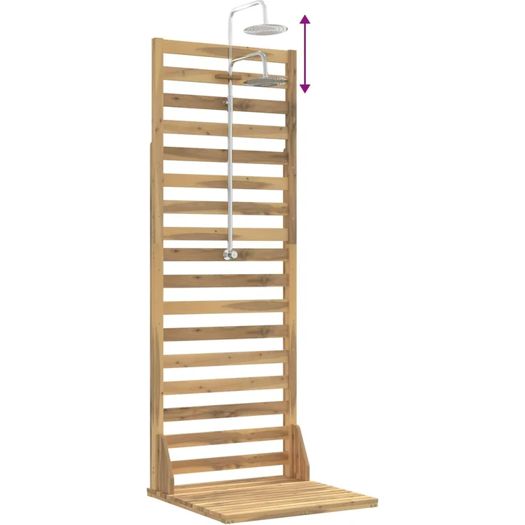 vidaXL Gartendusche 205,5 cm Massives Akazienholz und Edelstahl 903119 – Bild 8