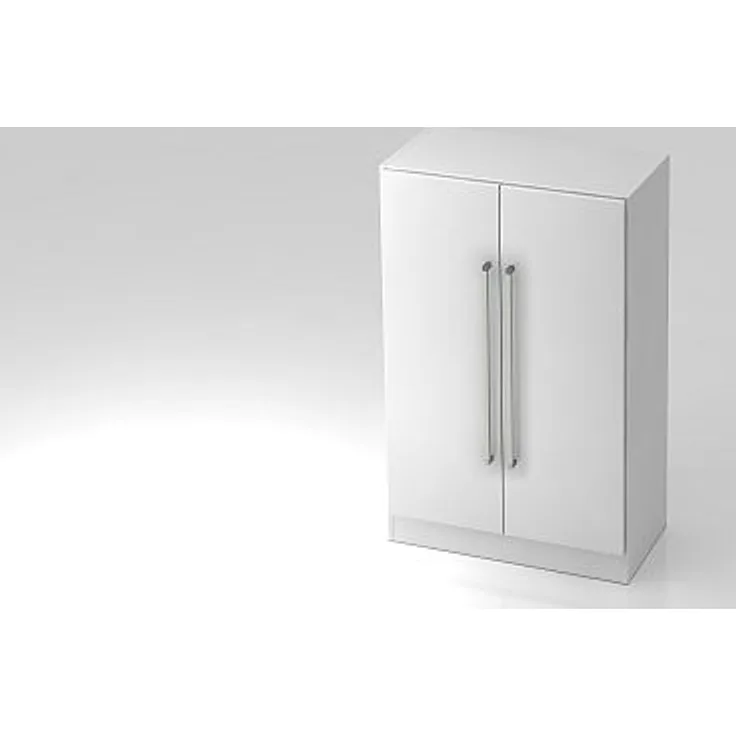 Schrank 3 Ordnerhöhen mit Sockel RE Weiß / Weiß