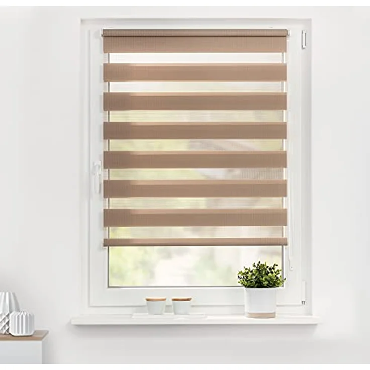 Lichtblick Sonnenschutzsysteme GmbH Doppelrollo Kopenhagen 90 cm x 220 cm (BxL) Taupe modernes Duo Rollo; Klemm- und schraubbar; Lichtdurchlässig und blickdicht – Bild 3