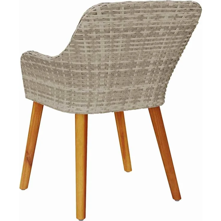 Gartenstuhl EGOS 2er Set Poly-Rattan 62,5x55x82 cm mit Polster Hellgrau | Gartenstuhl Rattan Outdoorstühle Balkonstühle – Bild 8