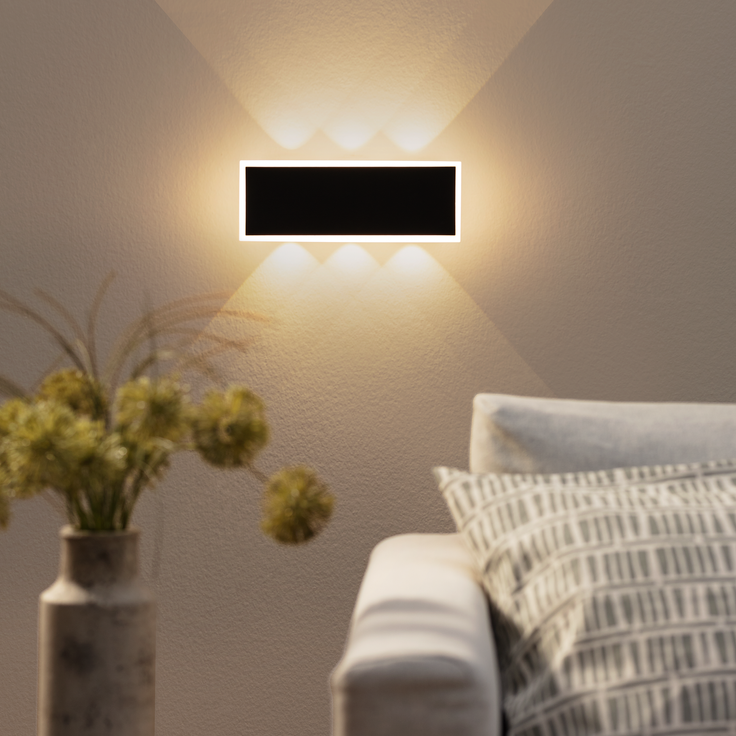SAIDY Wandleuchte, 1-flg. 12 W, 850lm, 3000K, 230V Metall in Mattschwarz, Inkl. LED – Bild 2