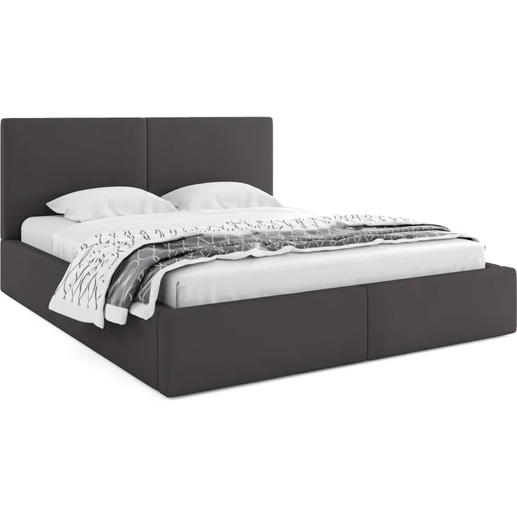 BMS Polsterbett Hilton in Graphit inkl. Stauraum und Matratze