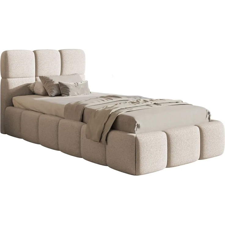 Selsey 'Cloudy' Polsterbett 90x200 cm, Bettkasten & Lattenrost, Chenille Hellbeige