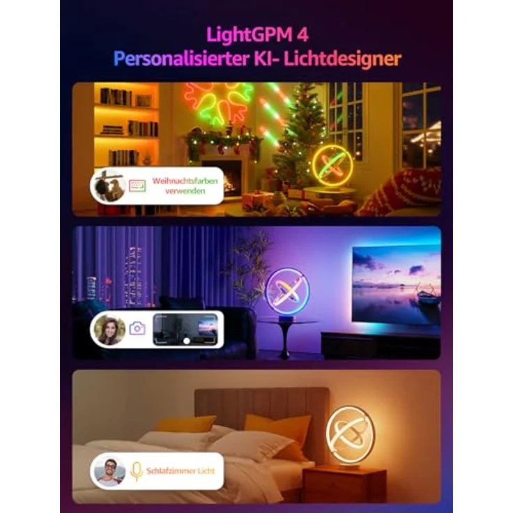 Lepro AI Smart Tischlampe TB1, KI-Lichtdesign-Assistent mit Musik Sync, APP Sprachsteuerung, RGB+IC-Technologie, dimmbar, kompatibel mit Alexa/Google, ohne Fernbedienung – Bild 2