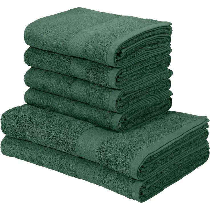 OTTO home Handtuch Set Juna, 6-tlg, 2 Duschtücher (70x140) 4 Handtücher (50x100), Walkfrottee (6-St), 100% Baumwolle, Handtuch-Set mit Bordüre, Uni-Farben, weich – Bild 1