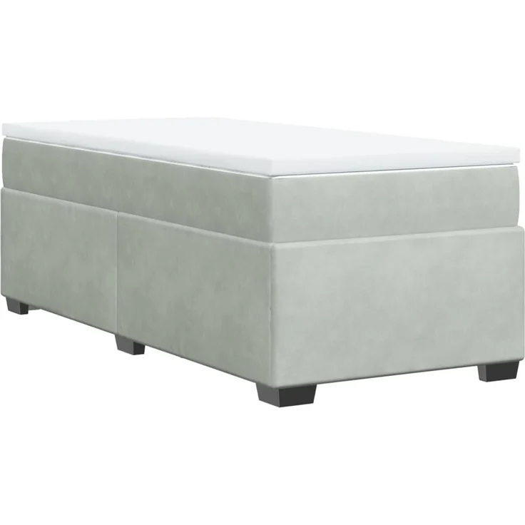 vidaXL Boxspringbett mit Matratze Hellgrau 80x200 cm Samt 3285245 – Bild 9