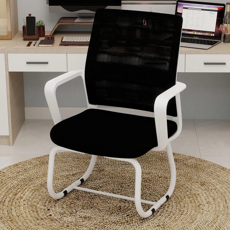 Minimalist Modern Office Chair – Metal Frame, Soft & Comfortable, Home & Office Use, Multiple Colors Available--Schwarz Weiß--45x55x90cm--YOUDENOVA – Bild 1