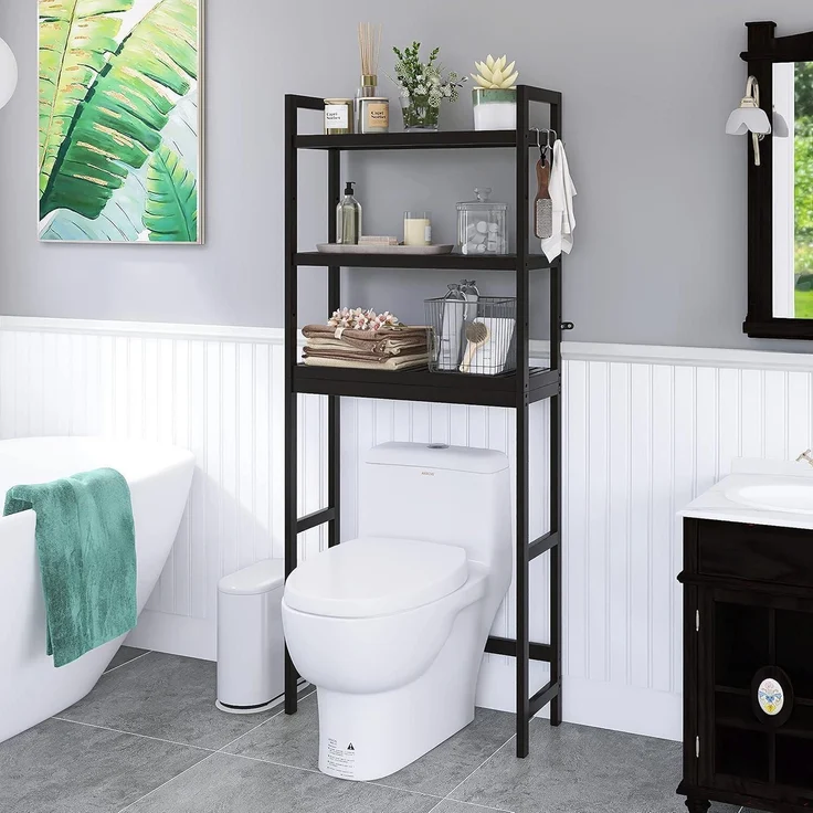 Bambus Badezimmer Aufbewahrung Regal WC Platzsparer 3-stufig verstellbar – Bild 2