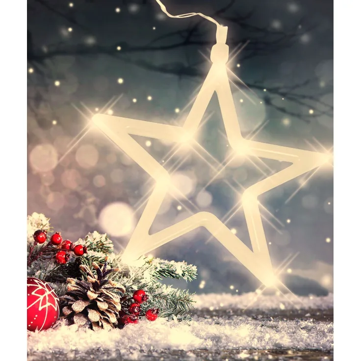 LED-Weihnachtsdeko Stern Mond Glocke Rentier Fensterdeko Lichterkette Saugnapf