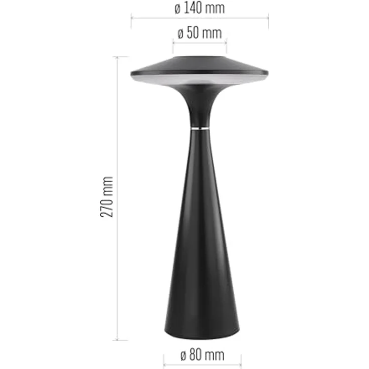 EMOS LED Akku-Tischlampe JASON, 2,2W, 180lm, 2200mAh Li-Ion Akku, 50h Leuchtdauer, dimmbar, einstellbare Lichtfarbe, schwarz, IP44, 1,5m USB-Kabel – Bild 7