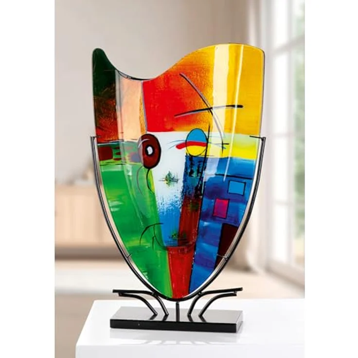 GILDE Glas Art Bodenvase Milano, handbemalt, Mehrfarbig glänzend, Höhe 57cm x Breite 35cm, nicht wasserdicht – Bild 2