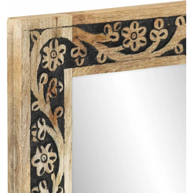 Badspiegel, Badezimmerspiegel 50x70x2,5 cm Massivholz Mango und Glas – Bild 5