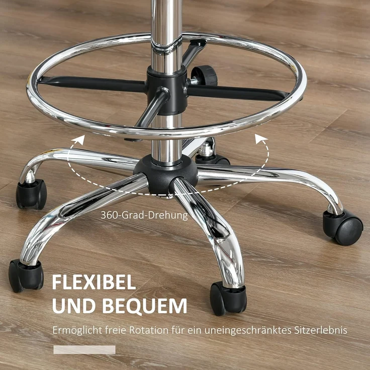 HOMCOM Barhocker Barhocker Modernes Design, 360°-Drehrollen – Bild 5
