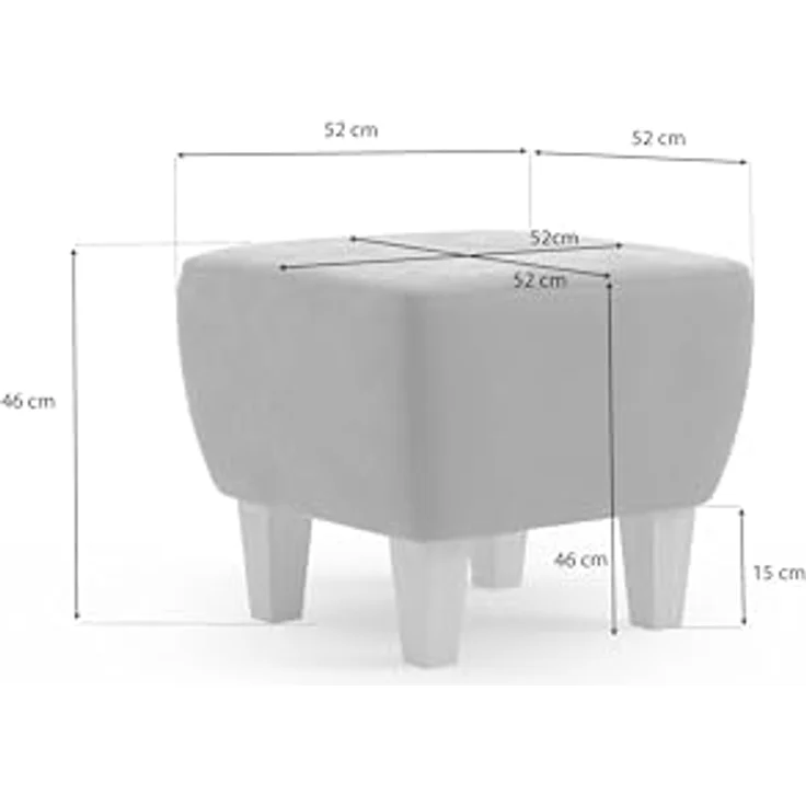 Cavadore Hocker Vida / Polsterhocker mit massiven Holzfüßen in Buche / 52 x 46 x 52 / Mikrofaser, Perlbeige – Bild 3