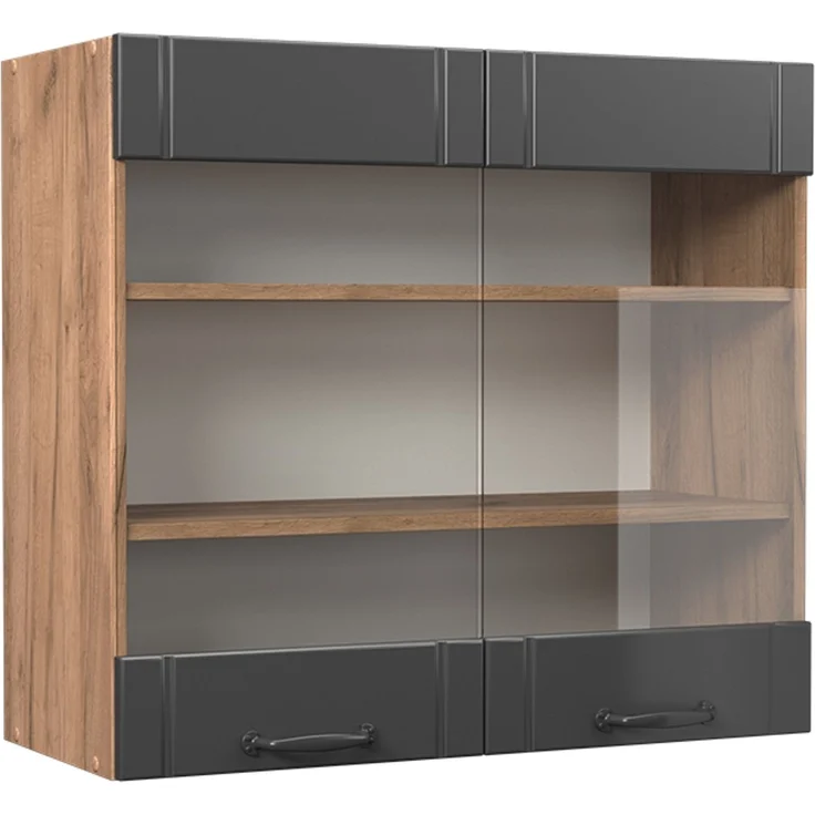 Küchenglasschrank Fame-Line Dunkelgrau 80 cm Vicco – Bild 1