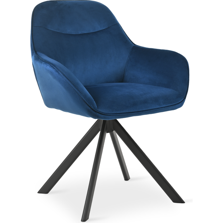 GOEURVANT 1370 Esszimmerstühle 4er-Set mit Armlehnen, 360° Drehbar, Samt - Preußischblau – Bild 7