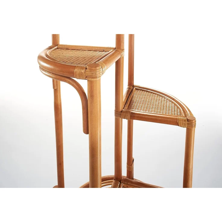 Kobolo Regal Blumenregal Pflanzenständer aus Rattan - natur - für 4 Töpfe – Bild 5
