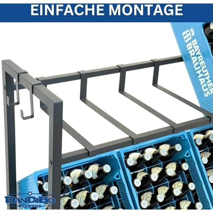 DanDiBo Getränkekistenregal 6 Kisten mit Gitter Haken 100 cm Metall 96598 Getränkeregal Kistenregal Getränkekistenhalter – Bild 5