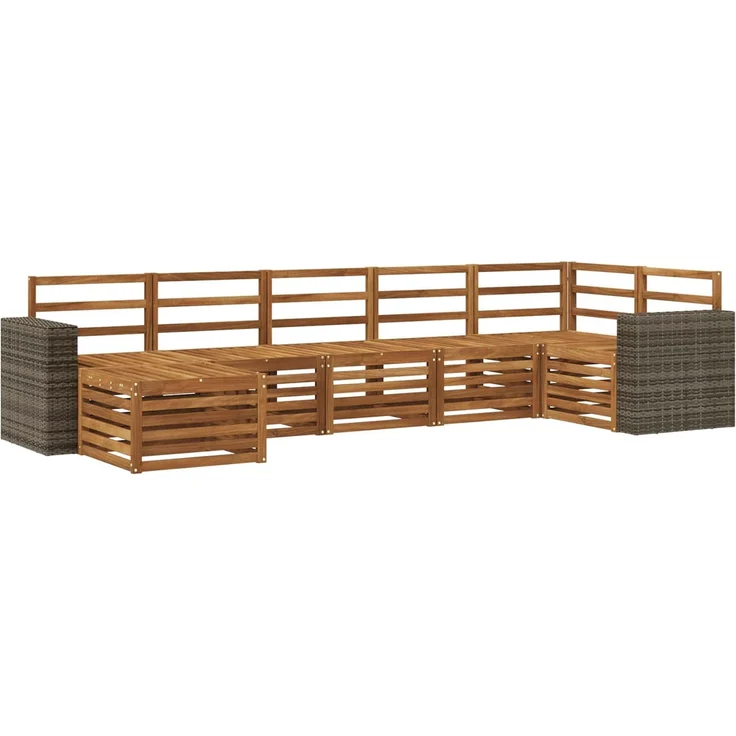 vidaXL Outdoor-Sofagarnitur 7 stk. 6-Sitzer Natur Massivholz Akazie 3384635 – Bild 2