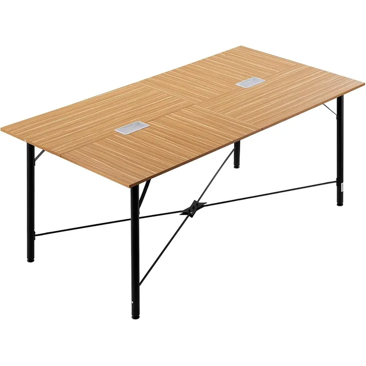 VEVOR Konferenztisch Besprechungstisch für 6-8 Personen 180x90 cm (L x B) rechteckiger Kombinationsschreibtisch Meetingtisch Mehrzwecktisch Pausentisch mit Metallbeinen für Büro Konferenzraum