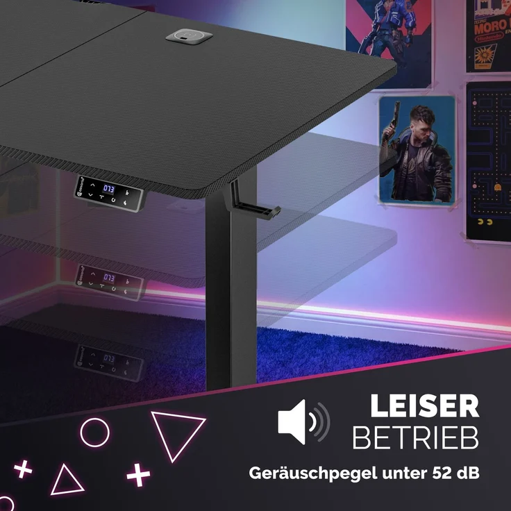 CASARIA® Höhenverstellbarer Gaming Schreibtisch L Carbon Optik – Bild 8