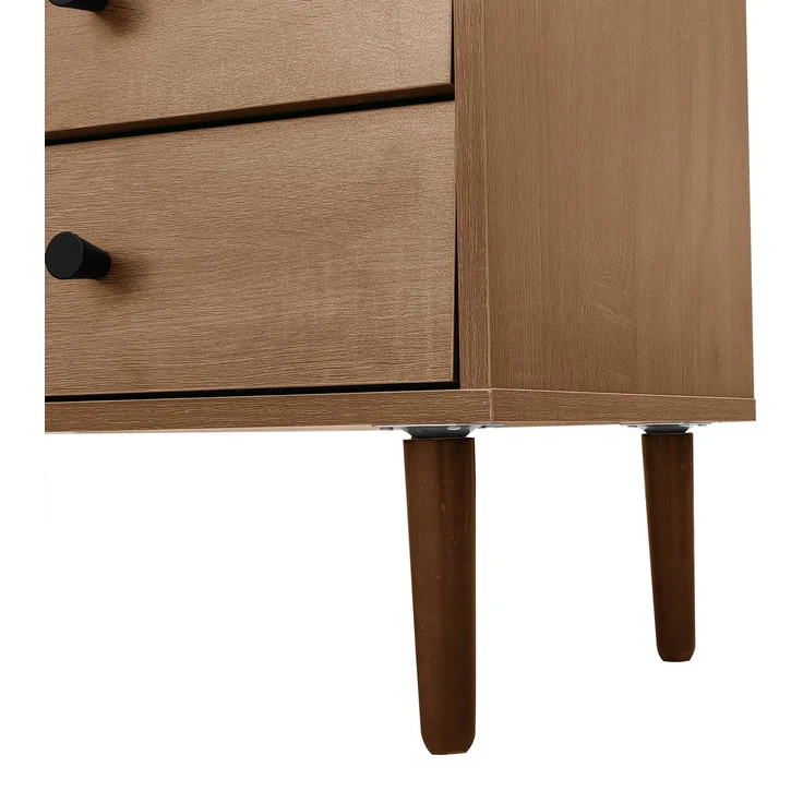 Sideboard 130 cm mit Rattantüren im Landhausstil, Holzfarbe, verstellbare Einlegeböden, großer Stauraum, magnetische Türen – Bild 9