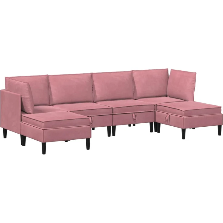 vidaXL Wohnzimmergarnitur mit Kissen mit Speicher 6 pcs Rosa Samt 3413747 – Bild 2