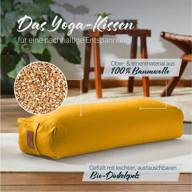 #DoYourYoga Yogakissen Yoga Bolster Paravati, gefüllt mit Bio-Buchweizenschalen,Yogakissen 67x22x13cm – Bild 1