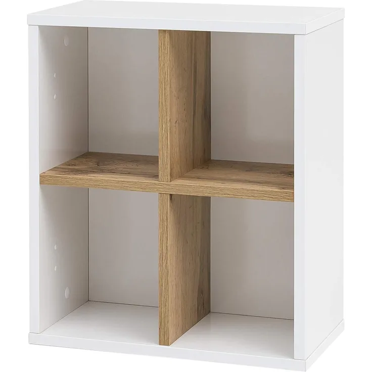 Schildmeyer Padua Wandregal, weiß Glanz/Eiche Landhaus Dekor, ca. 40,5 x 20,5 x 48,3 cm