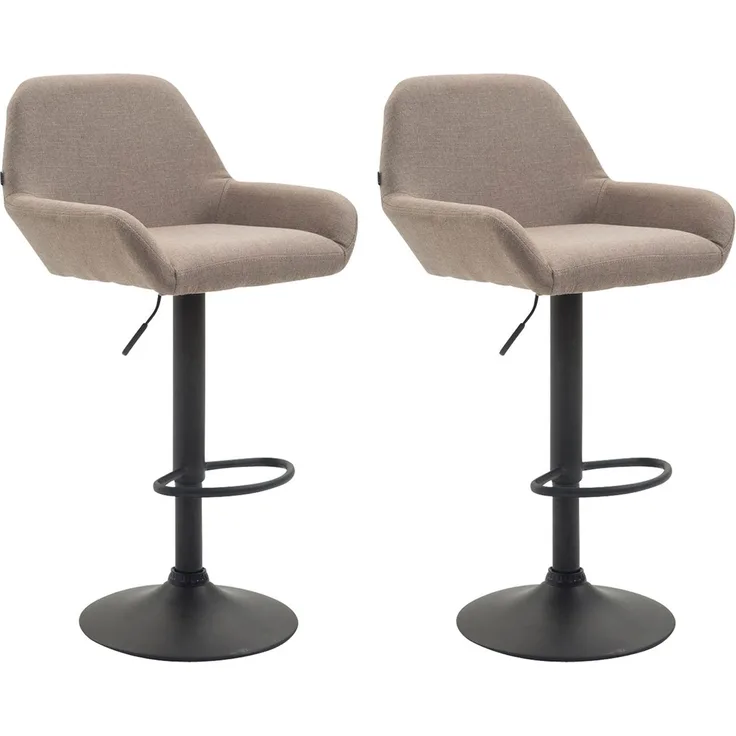 CLP 2er Set Barhocker Braga Stoff drehbar und höhenverstellbar,taupe schwarz