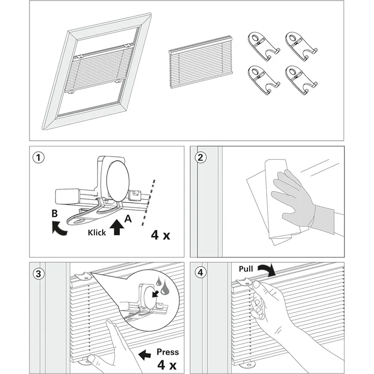 GARDINIA Solo Dachfenster-Plissee ohne Bohren, Mit Saugnäpfen, Blickdichtes Falt-Rollo, Inkl. aller Montage-Teile, Weiß, 95,3x100 cm – Bild 7
