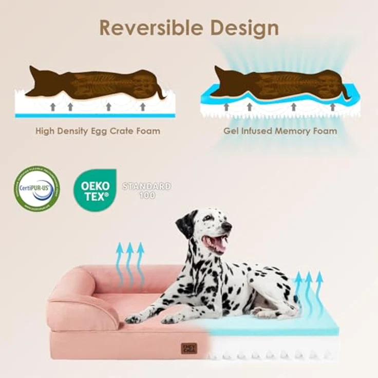 EHEYCIGA Orthopädisches Hundebett Grosse Hunde, Memory Foam, Mittelgroße Hunde, Waschbar Wasserdicht, rutschfest, mit Hohem Rand – Bild 3