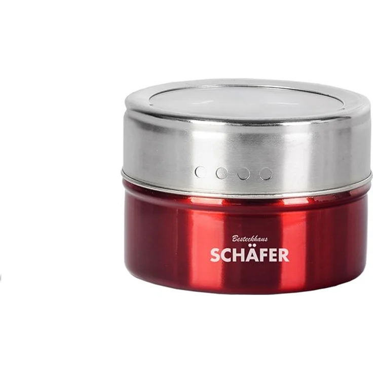 10tlg Edelstahl Metallic Gewürzdosenset Gewurzregal Salz Pfeffer Küche Gewürz Behälter Rot – Bild 2