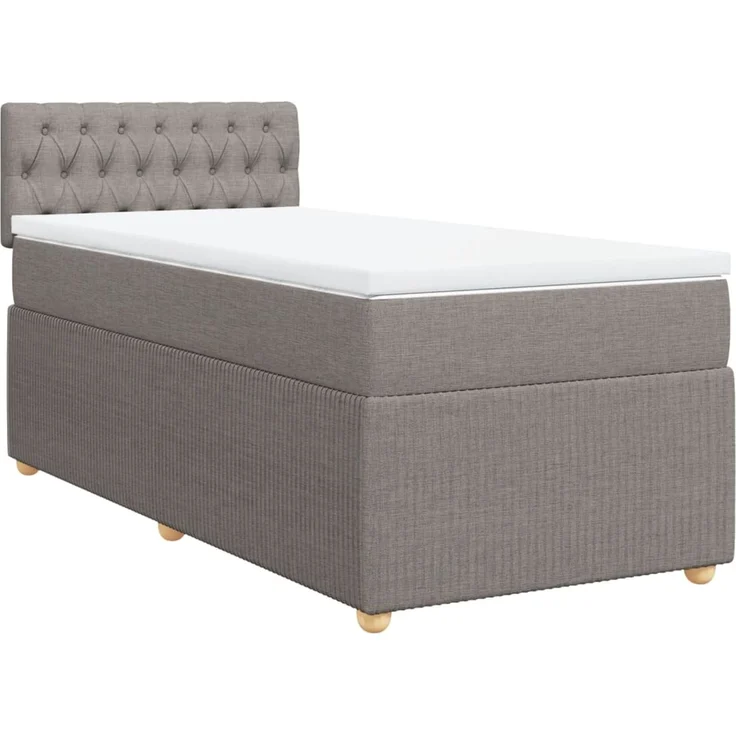 vidaXL Boxspringbett mit Matratze Taupe 100x200 cm Stoff 3287378 – Bild 2
