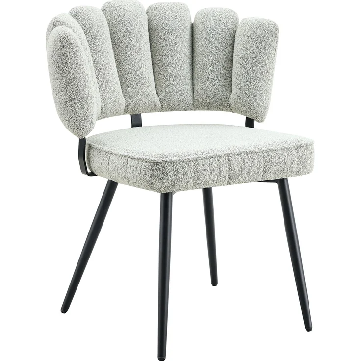 Esstischgruppe H 75 x T 107 x B 107 cm in Nussbaum-Optik mit 2 Bouclé-Stühlen, Metallgestell und Stauraum-Ebene – Bild 9