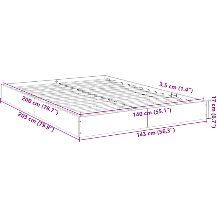 vidaXL Bettgestell Schwarz 140x200 cm Holzwerkstoff 842022 – Bild 5