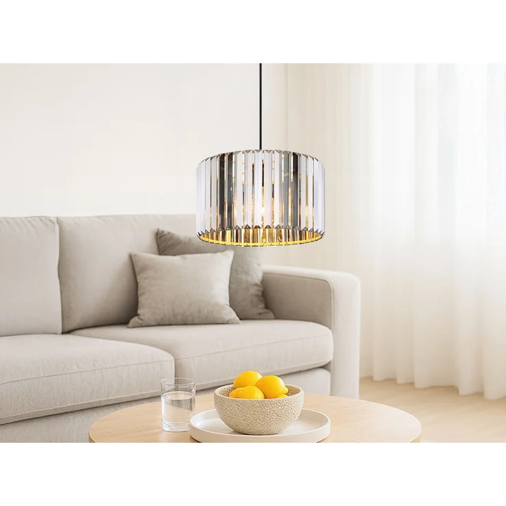 Moderne LED Pendelleuchte einflammig mit Rauchglas Kristall Ø 35cm – Bild 1
