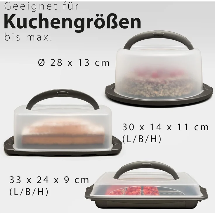 Hausfelder Kuchentransportbox Tortentransportboxen Vorteilspack 3 Stk, Kunststoff, (Set, 3-tlg, 3 verschiedene Boxen), Transportboxen mit Deckel – Bild 4