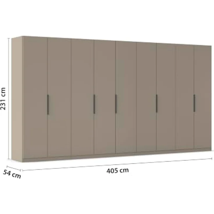 Rauch Möbel MYLORA, Kleiderschrank, Farbe Fango, Breite 405 cm | Schrank mit patentiertem Schnellmontagesystem, 9-türig, Zubehör Comfort, für Schlafzimmer, Ankleidezimmer, Garderobe – Bild 3