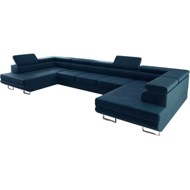 thematys Ecksofa Aston U 403 x 203 cm, mit Schlaffunktion, mit Bettkasten, mit verstellbaren Kopfstützen, Blau (Monolith 77), Ausrichtung 390 cm|350 cm – Bild 2