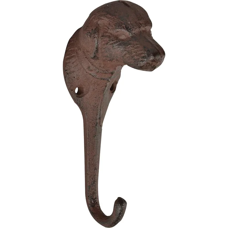 Rustikale Garderobe Wandhaken Hund Gusseisen Antik-braun