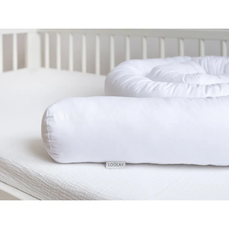 Loolay Nestchenschlange 100% WEIß Baumwolle Multifunktion PREMIUM Bettschlange Stoffschlange, (Bettumrandung Krabbeldecke Babybett Umrandung Schlange Bett Kopfschutz, Zierkissen Bettrolle Dekokissen Zugluftstopper - Super GESCHENK), LOOLAY® - 100% Euro...