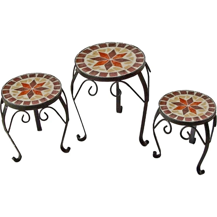 3er Set Mosaik Blumenhocker, rund – Bild 1