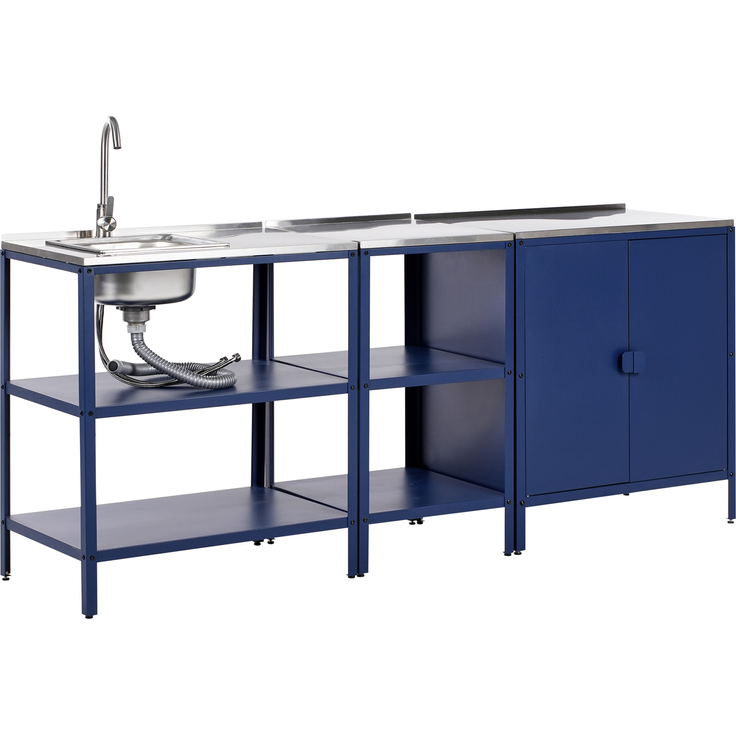 Outdoor-Küche 3er Set mit Spüle VILAMA Metall Blau