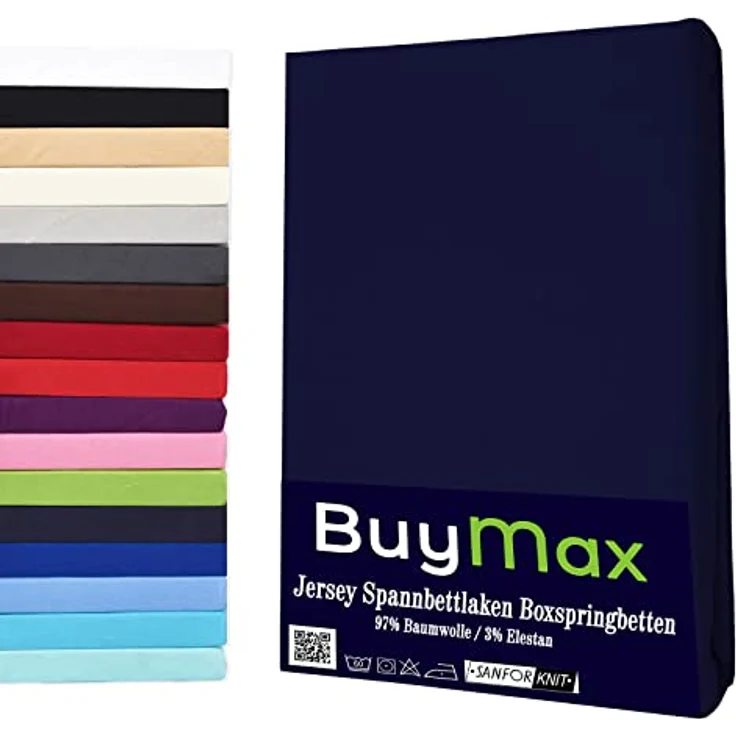 Buymax Wasserbett Spannbettlaken Stretch, 140x200-160x220 cm für Wasserbetten und Boxspringbetten, Matratzenhöhe bis 35 cm, Pflegeleicht, Blau Marineblau – Bild 1