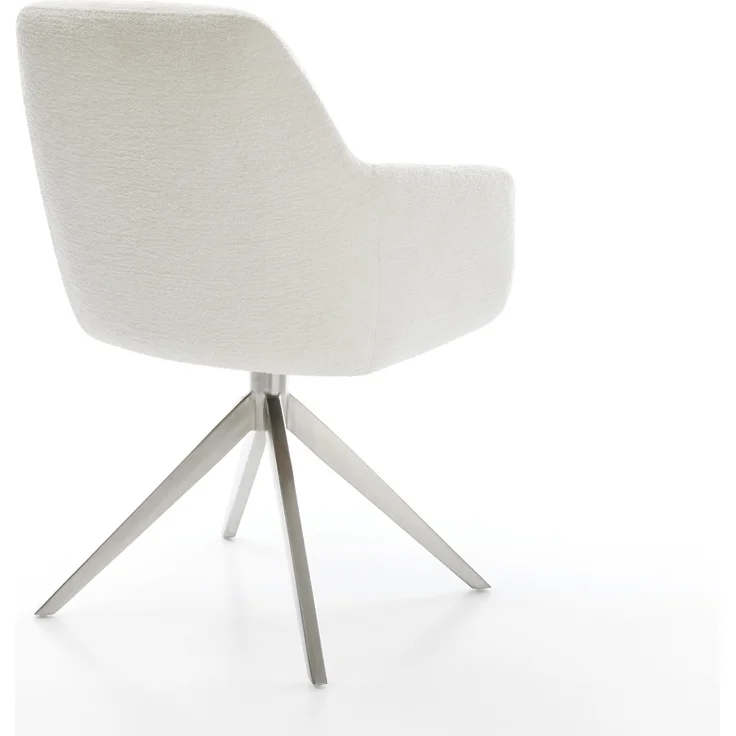 Drehstuhl Pejo-Flex Bouclé Soft Beige Kreuzgestell breit Edelstahl 360° drehbar Wippfunktion Taschenfederkern – Bild 5