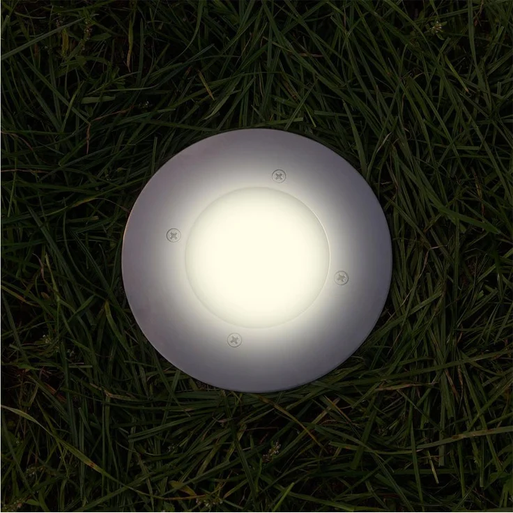 Solar LED Bodeneinbaustrahler 4er SET für Außen, Edelstahl rund Ø14cm IP67 – Bild 6